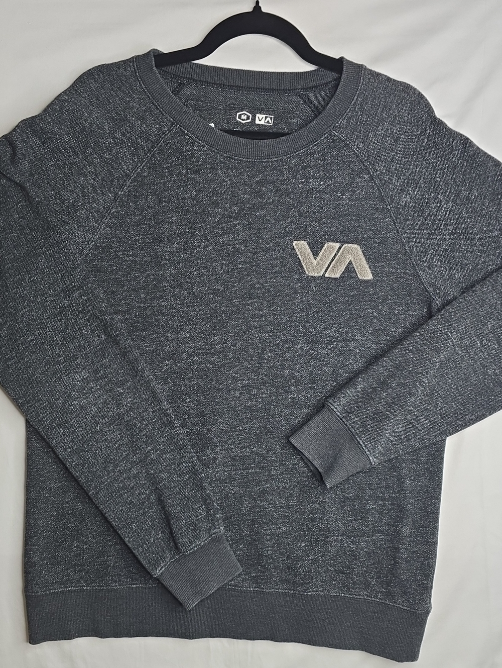 RVCA Men's Dark Heather Gray Crewneck Sweatshirt with VA Logo